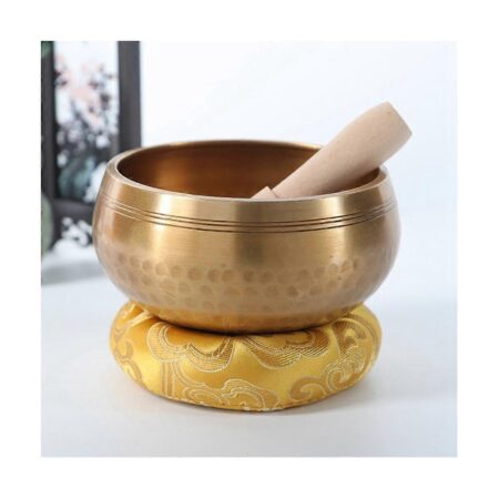 Tibetansk Singing Bowl Set, Meditation Sound Bowl Pude til yoga, meditation, chakra healing (3.3 Inc Guld