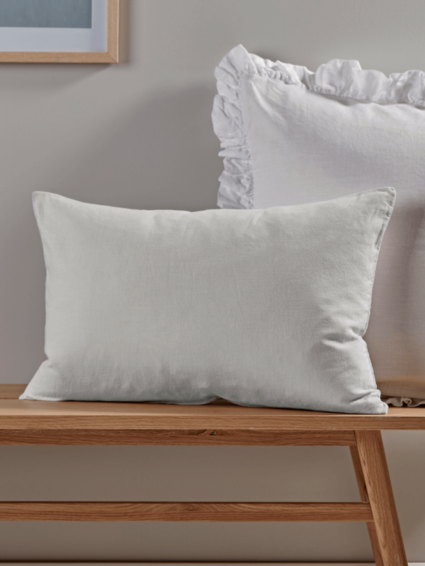 Washed Linen Rectangular Cushion - Soft Grey