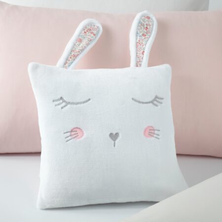 White Bunny Square Cushion White/Grey