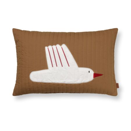 ferm LIVING Bird quiltet pude 60x40 cm Sugar kelp (Brun)