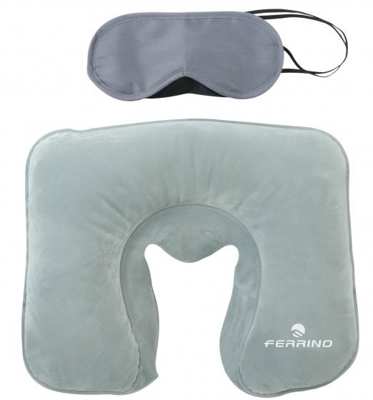 travel set neck cushion with sleep mask grey 2-piece